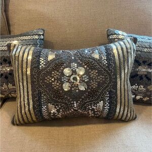Set of 3 Anthropologie Sequin Pillows